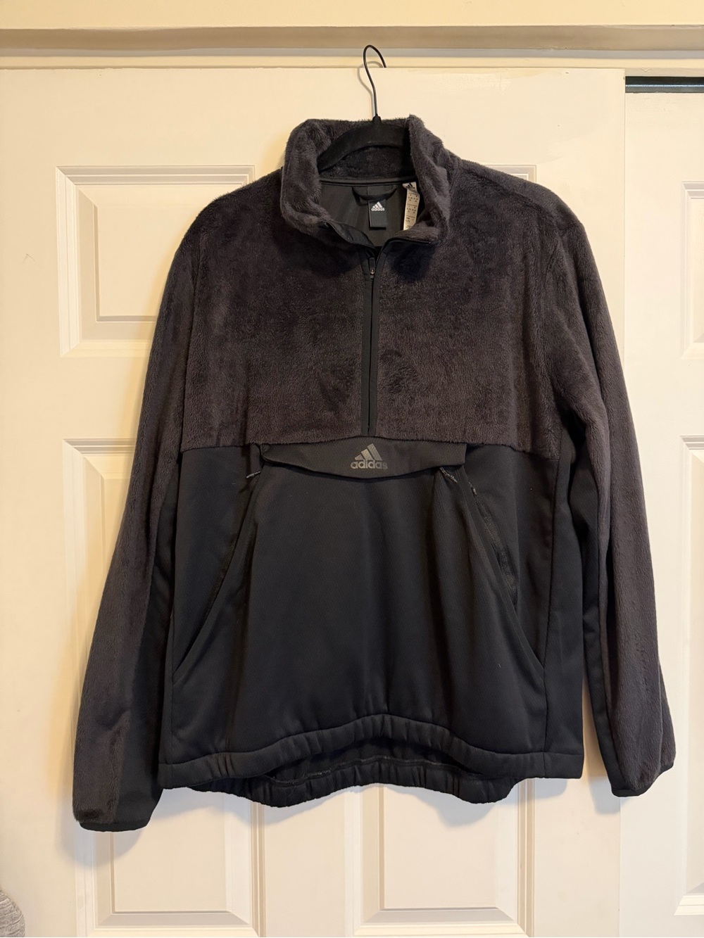 adidas Women’s Black Two-Tone Fleece Performance Quarter Zip